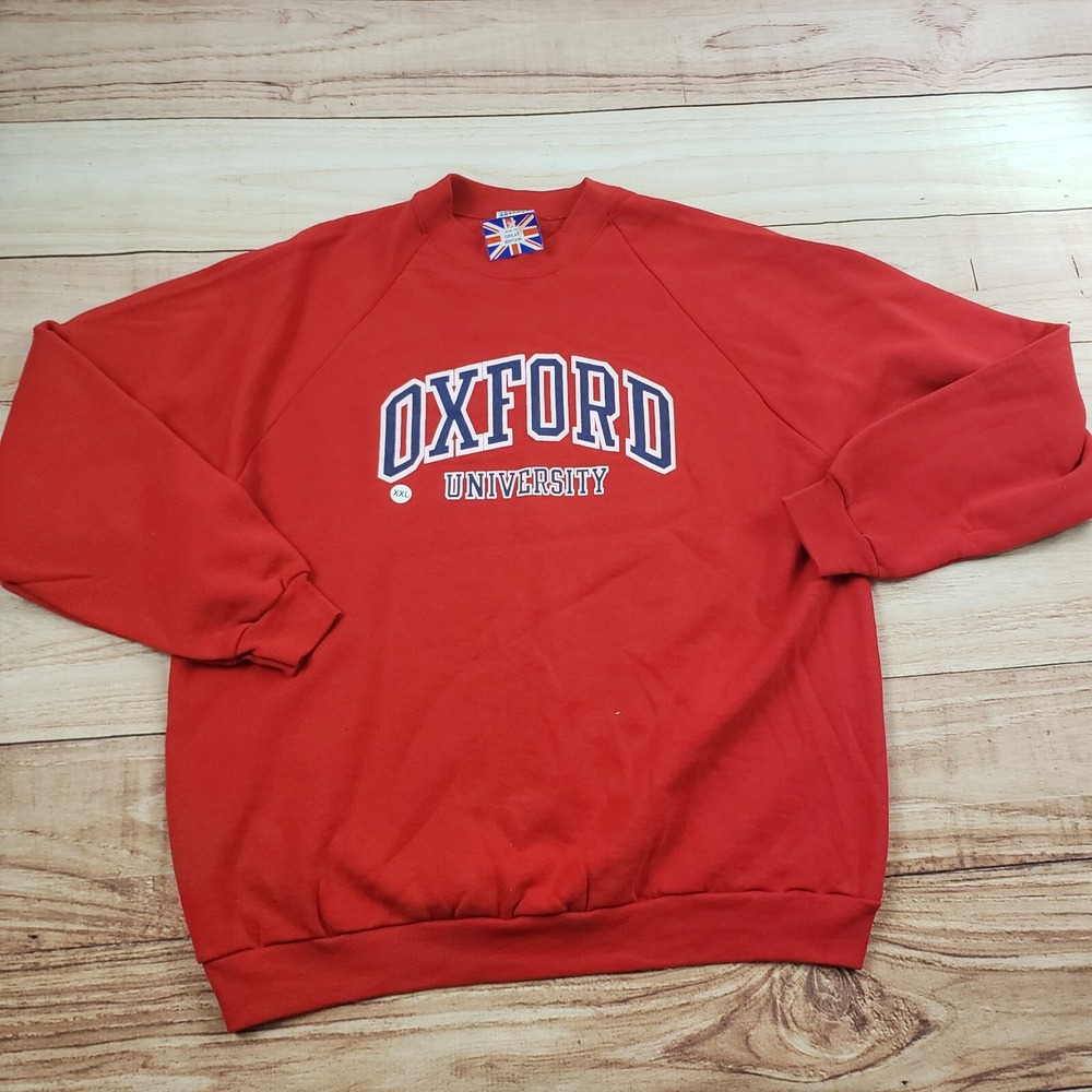 VINTAGE Oxford University Sweater Mens‎ 2XL XXL Red Blue Outdoors Sweatshirt NEW